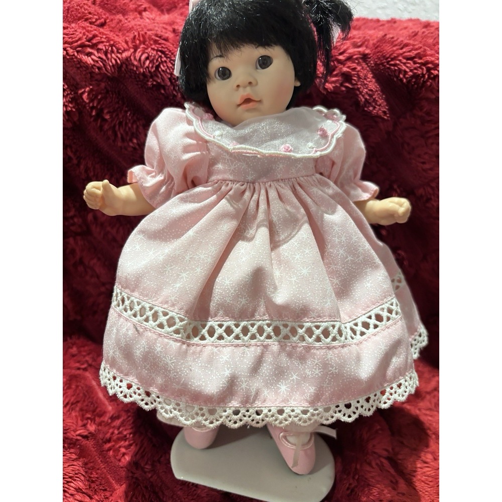 Pauline Bjonness-Jacobsen "Susie" Porcelain Doll Pink White Lace Ballet w/Stand